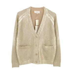 THE GREAT. The Varsity Cardigan Gold Shimmer 0|XS